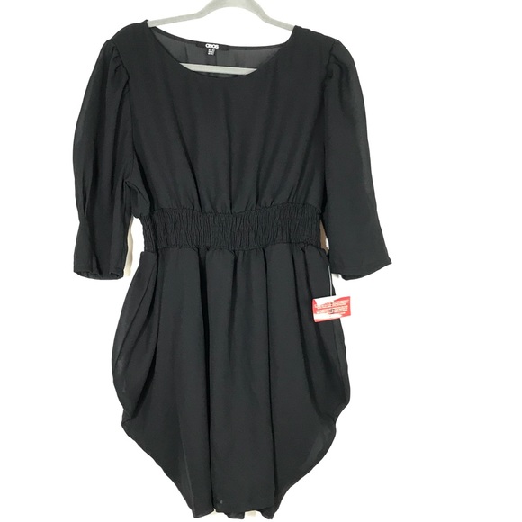 ASOS Dresses & Skirts - Asos Black Shirred Waist Mini Dress 14 NWT